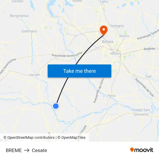 Breme to Cesate map
