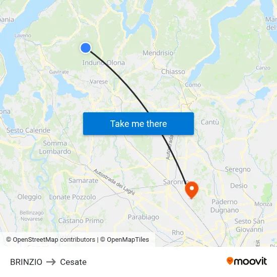 Brinzio to Cesate map