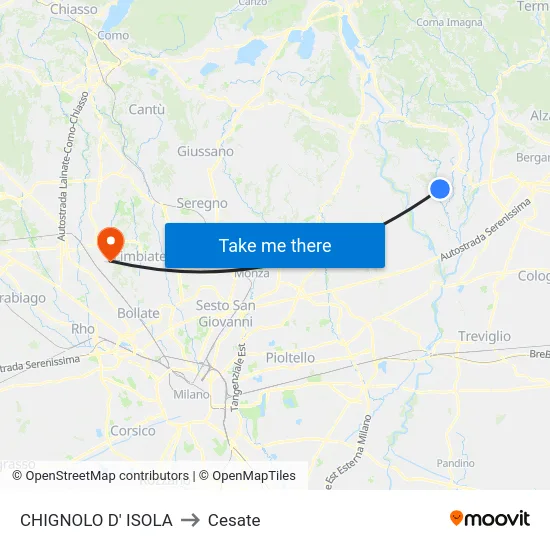 CHIGNOLO D' ISOLA to Cesate map