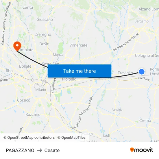 PAGAZZANO to Cesate map