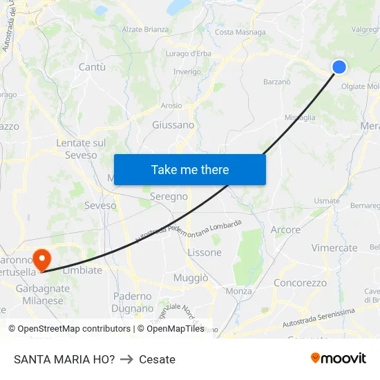Santa Maria Ho? to Cesate map