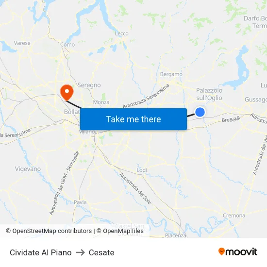 Cividate al Piano to Cesate map