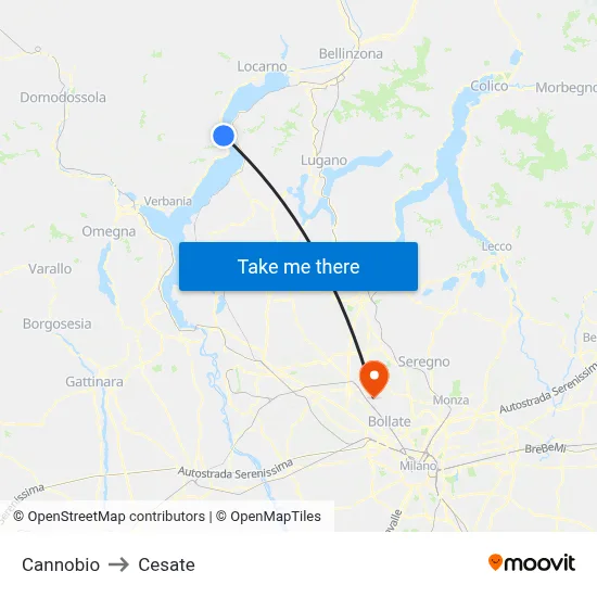 Cannobio to Cesate map