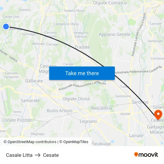 Casale Litta to Cesate map