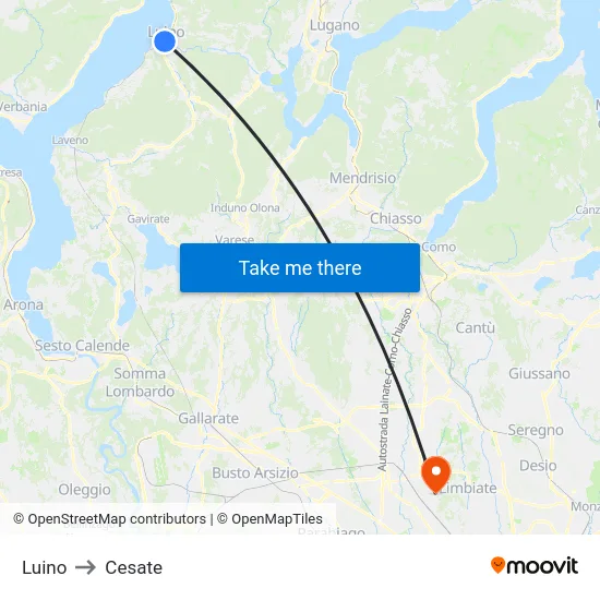 Luino to Cesate map