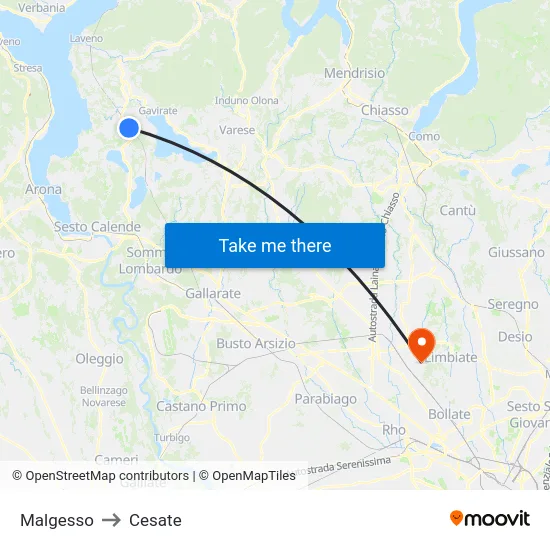 Malgesso to Cesate map