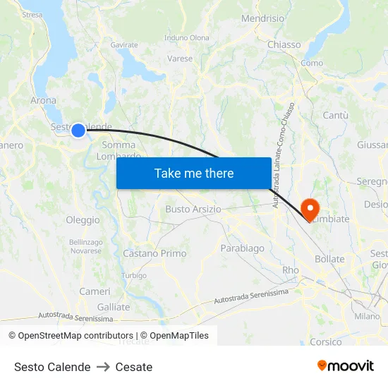 Sesto Calende to Cesate map