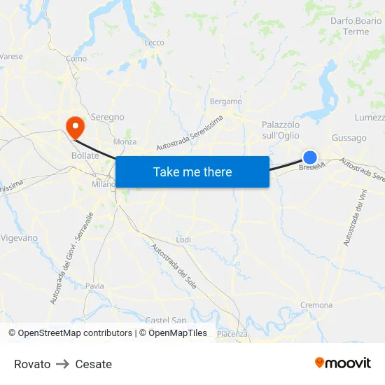 Rovato to Cesate map