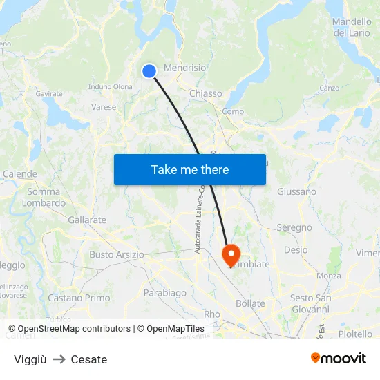 Viggiù to Cesate map