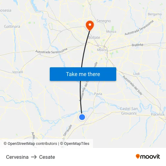 Cervesina to Cesate map