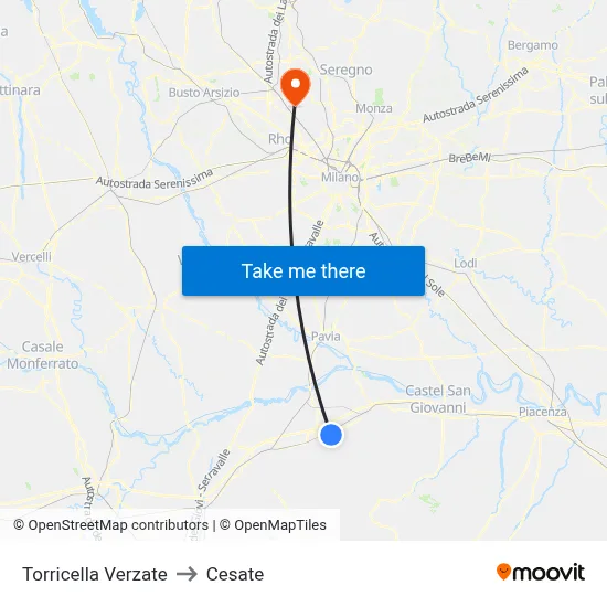 Torricella Verzate to Cesate map