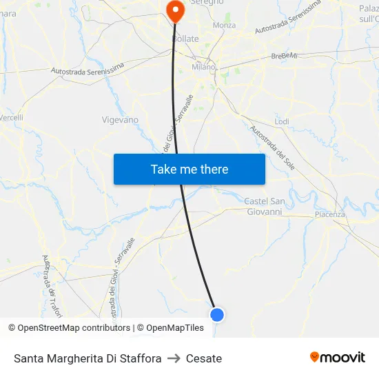 Santa Margherita di Staffora to Cesate map