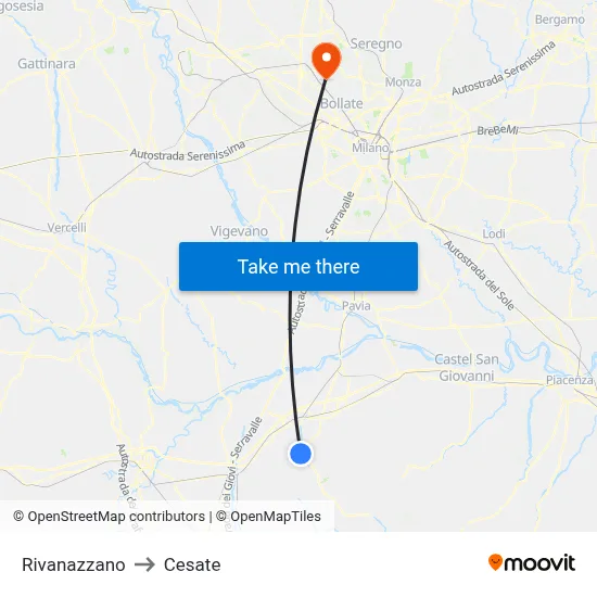Rivanazzano to Cesate map