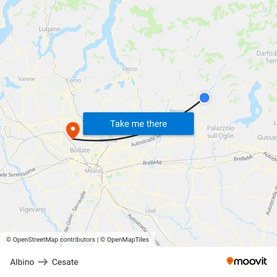 Albino to Cesate map