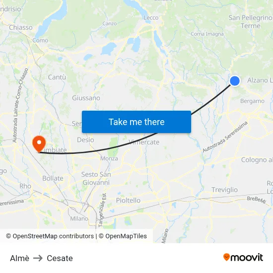 Almè to Cesate map