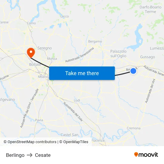 Berlingo to Cesate map