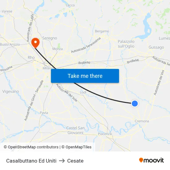 Casalbuttano Ed Uniti to Cesate map