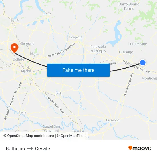 Botticino to Cesate map