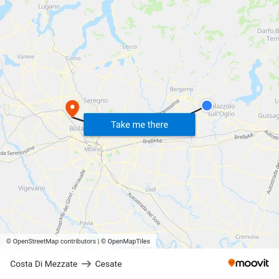 Costa di Mezzate to Cesate map
