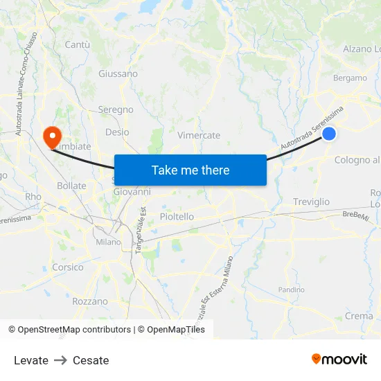 Levate to Cesate map