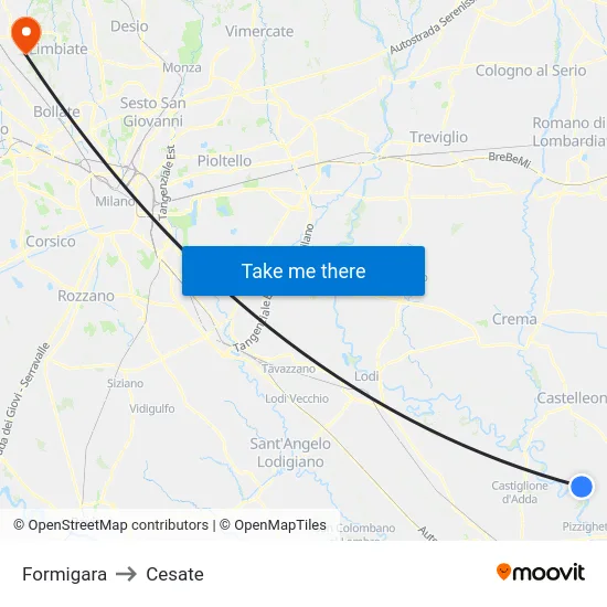Formigara to Cesate map
