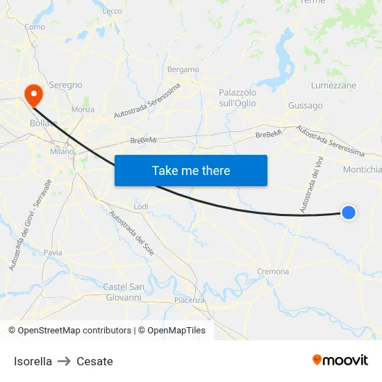 Isorella to Cesate map