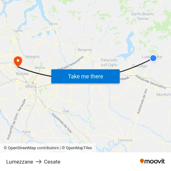 Lumezzane to Cesate map