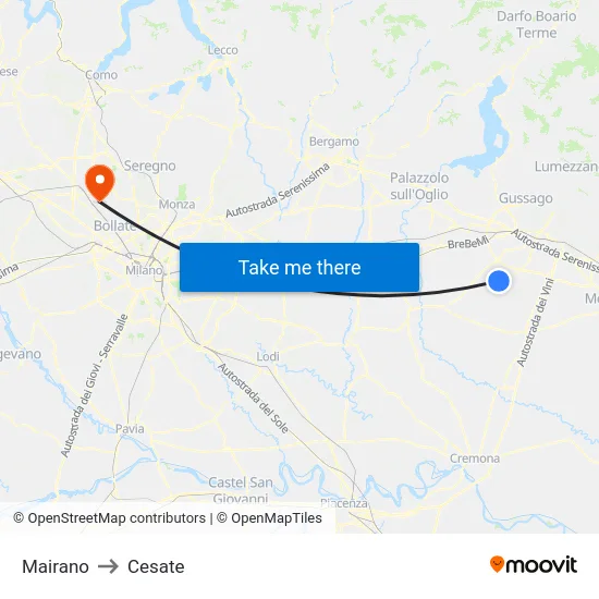 Mairano to Cesate map