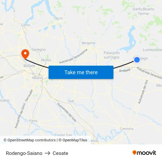 Rodengo-Saiano to Cesate map