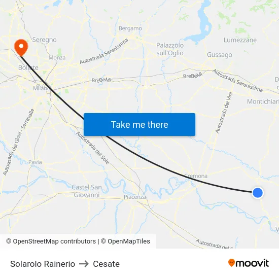 Solarolo Rainerio to Cesate map