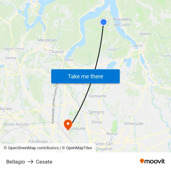 Bellagio to Cesate map