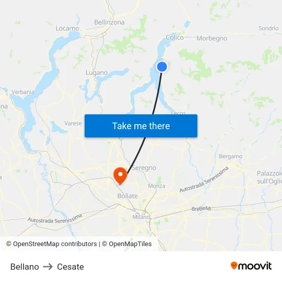 Bellano to Cesate map