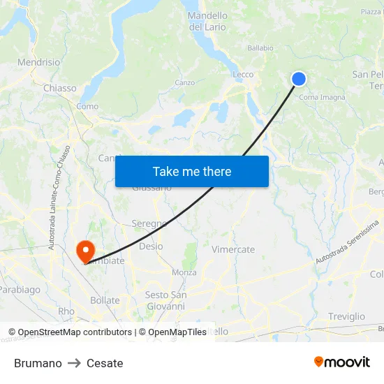 Brumano to Cesate map