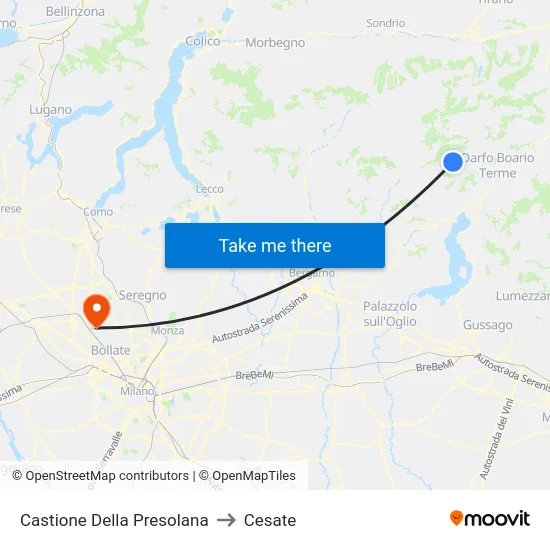 Castione Della Presolana to Cesate map