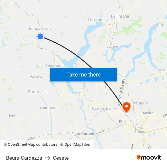 Beura-Cardezza to Cesate map