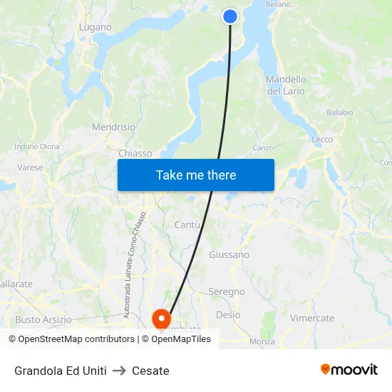 Grandola Ed Uniti to Cesate map