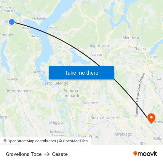 Gravellona Toce to Cesate map