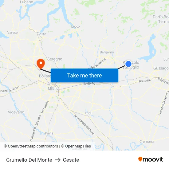 Grumello Del Monte to Cesate map