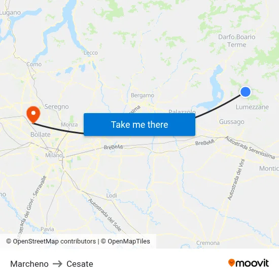 Marcheno to Cesate map