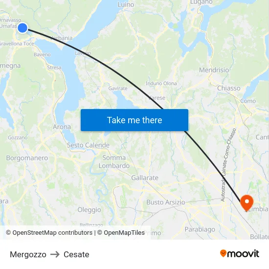 Mergozzo to Cesate map