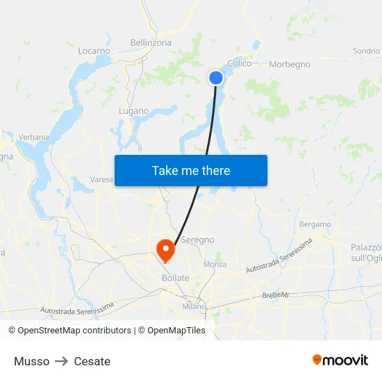 Musso to Cesate map
