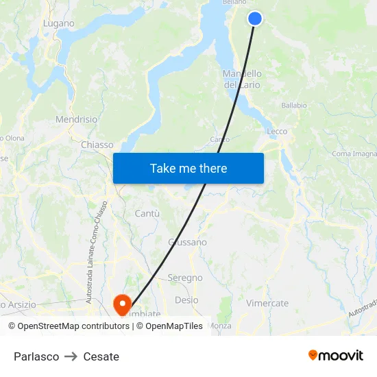 Parlasco to Cesate map