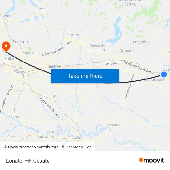 Lonato to Cesate map