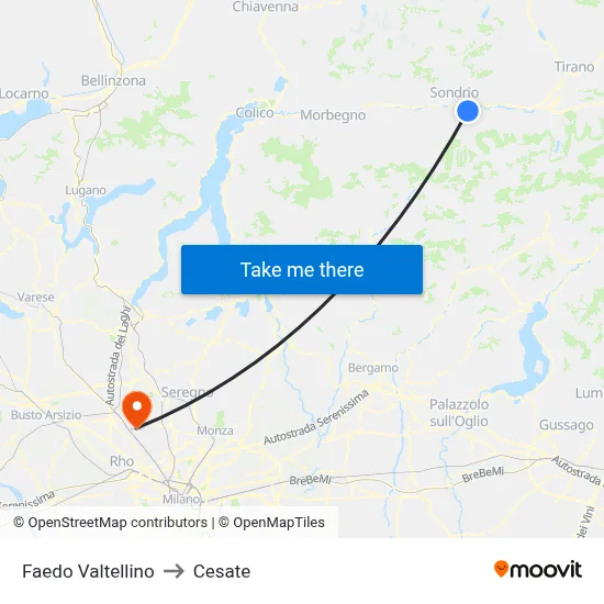 Faedo Valtellino to Cesate map