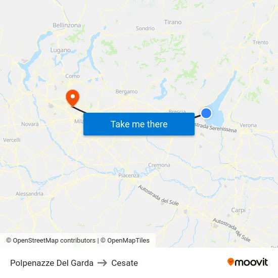 Polpenazze del Garda to Cesate map