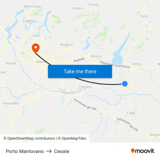 Porto Mantovano to Cesate map