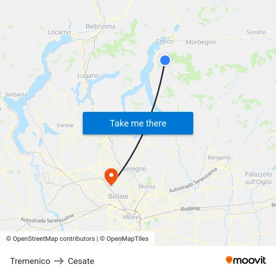 Tremenico to Cesate map