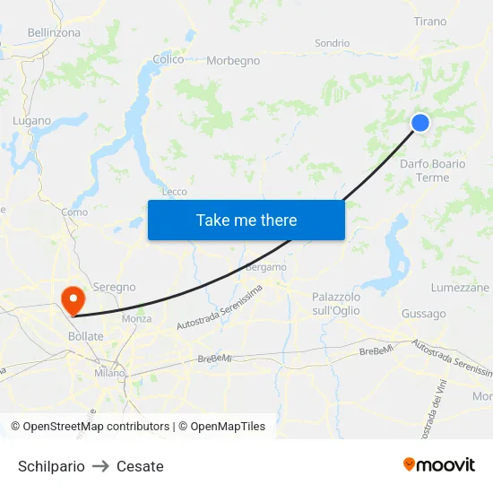 Schilpario to Cesate map
