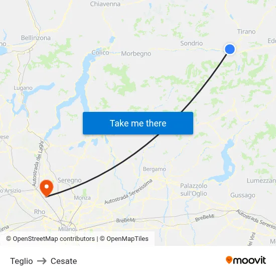 Teglio to Cesate map