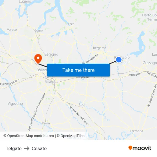 Telgate to Cesate map